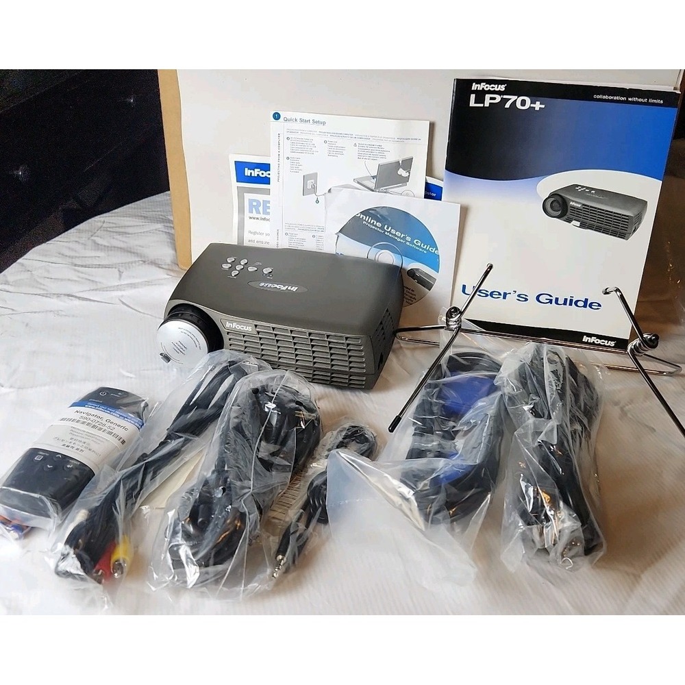 New InFocus LP70+ DLP Home Theater Projector Bundle Complete New Open Box